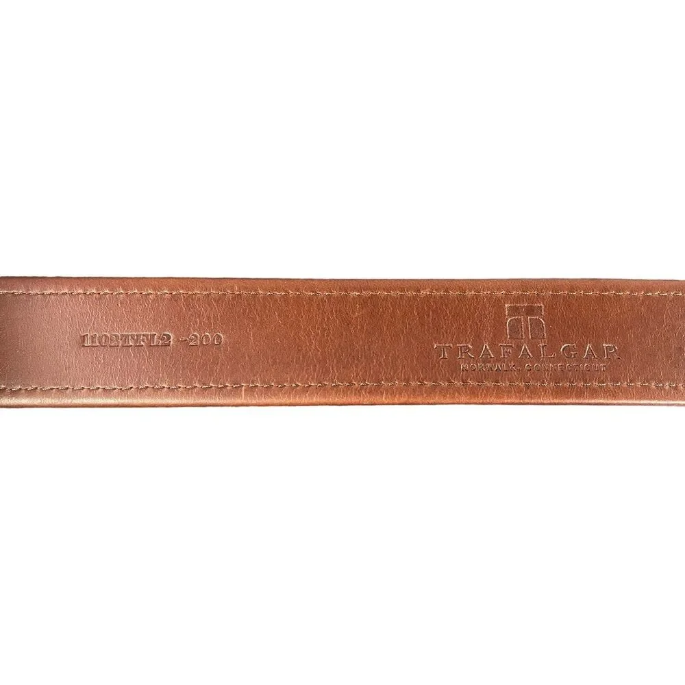 Trafalgar Leather Belt Size 42 WOODBURY Mens Brown Handmade Classic USA 1.25